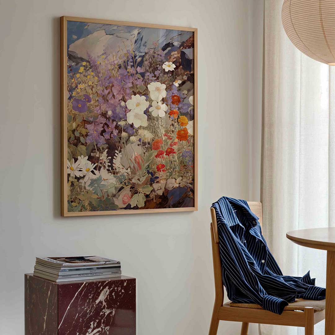 Bloemen en rotsen Poster