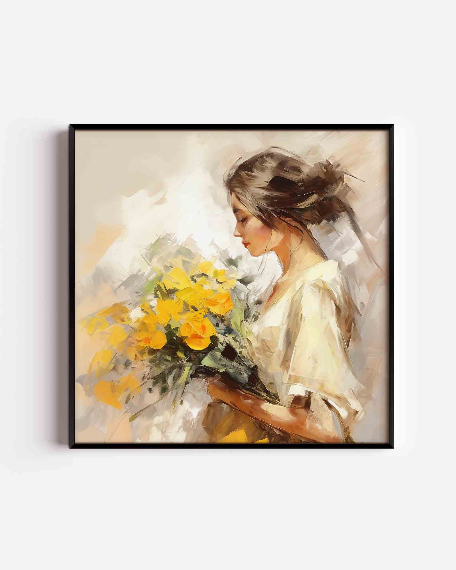 Vrouw met bloemen Poster