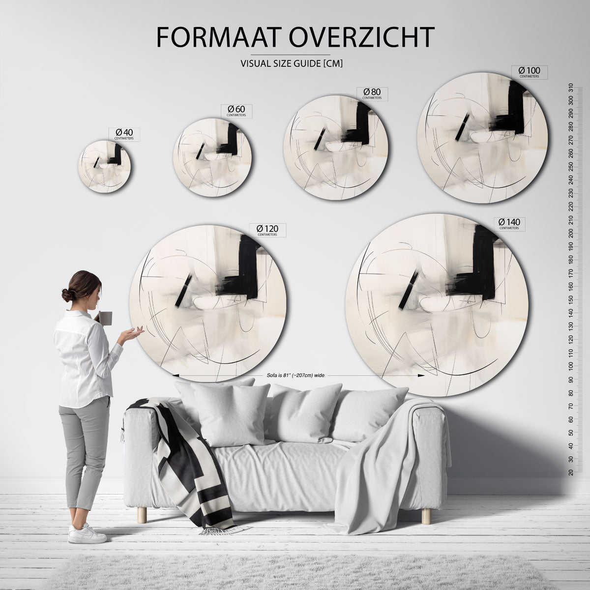 Abstracte lijnen Muurcirkel