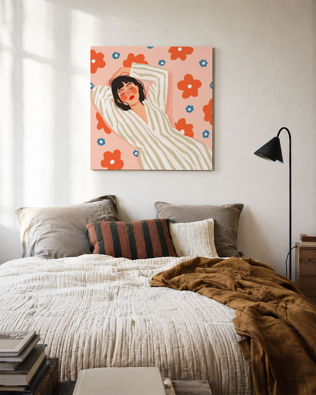 Vrouw met bloemen Kunstwerk