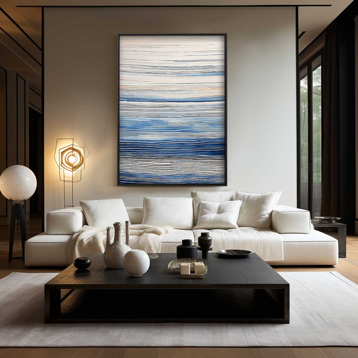 Rustgevende Golfstrepen Kunstwerk-canvas-dibond-plexiglas-wanddecoratie-WallArtistic