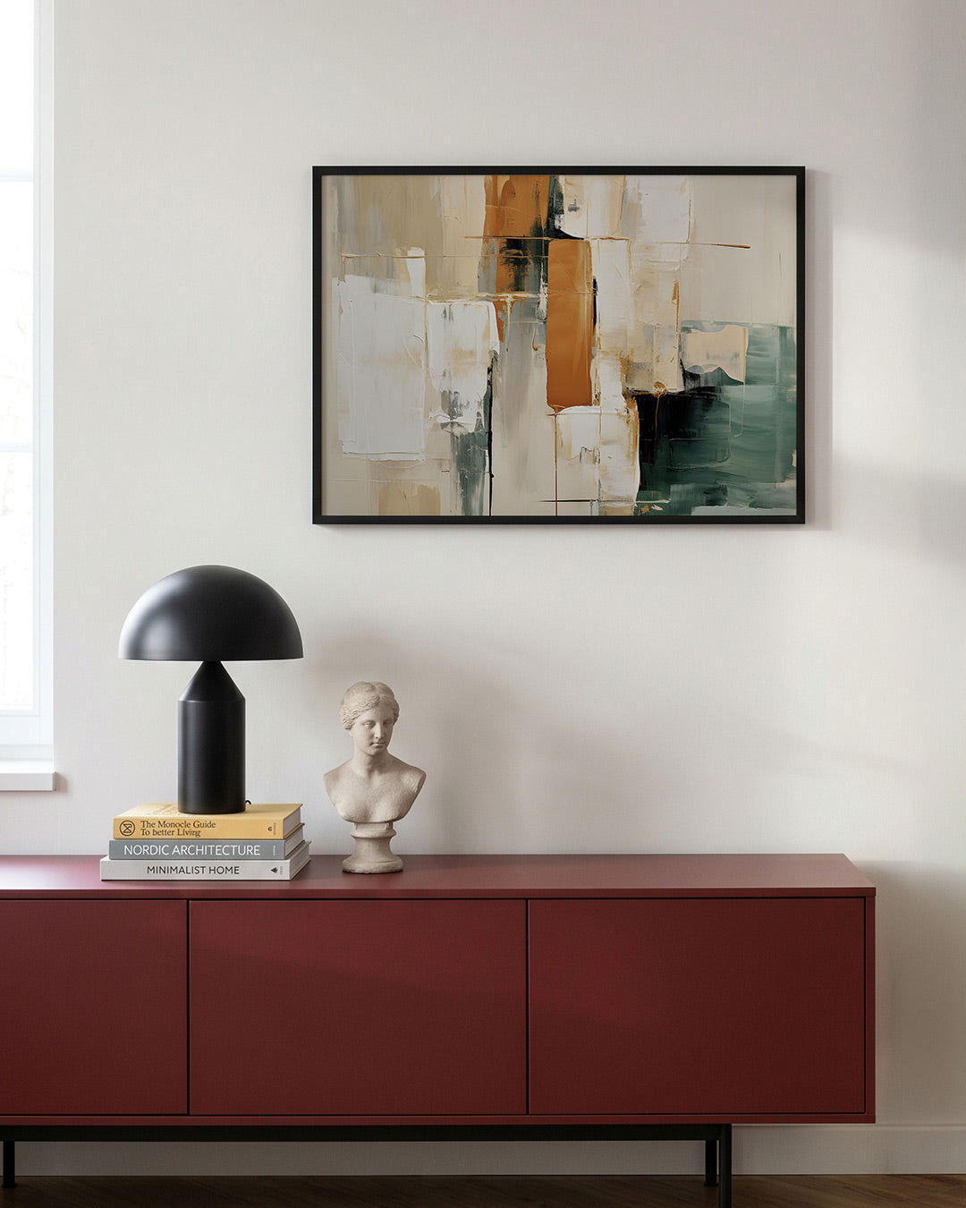 Abstracte beige en groene Poster