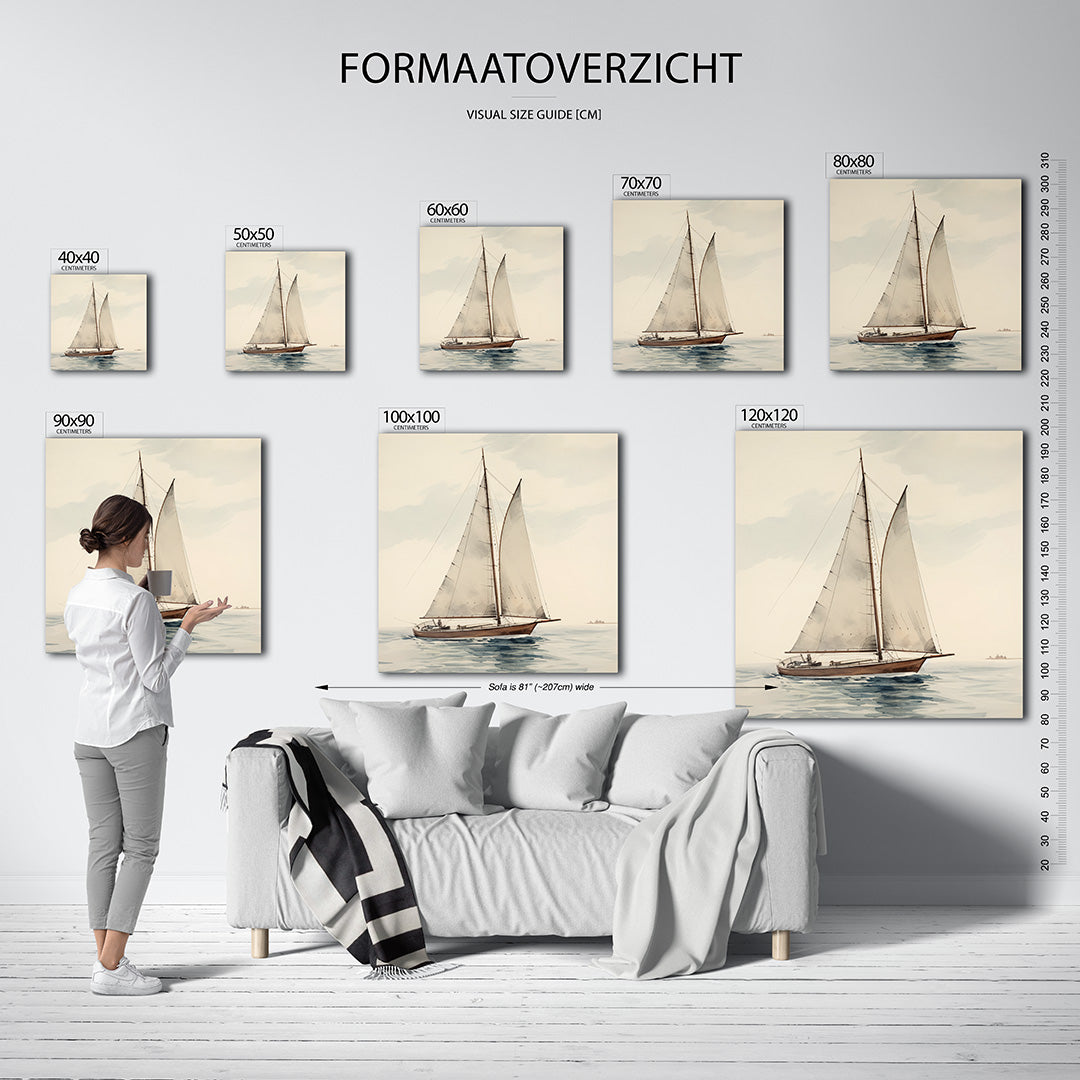 Zeilboot op zee Kunstwerk