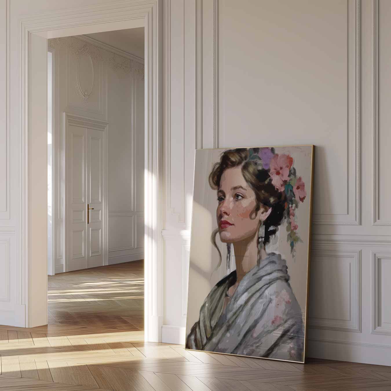 Vrouwelijke Elegantie In Bloemenpracht Poster-WallArtistic