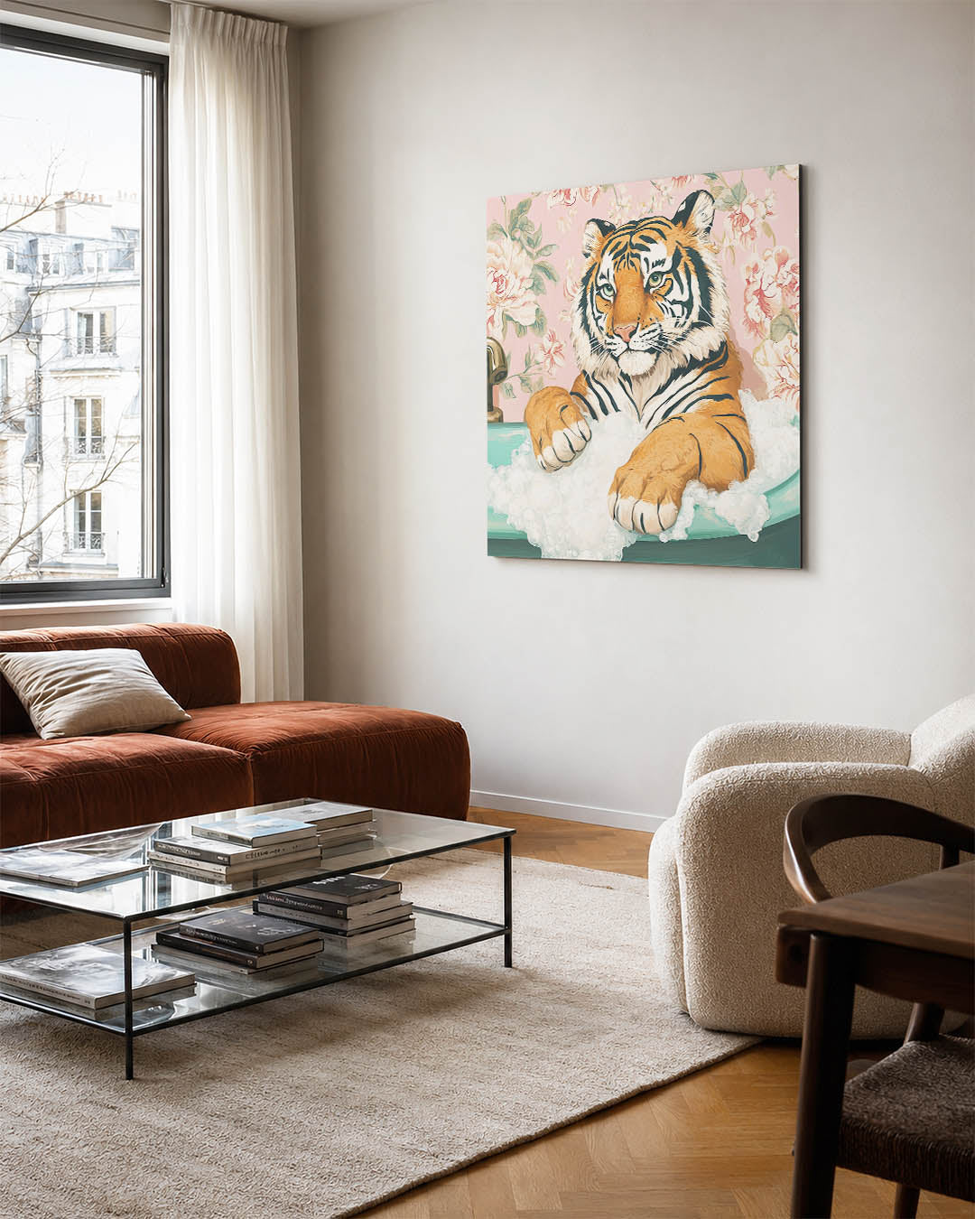 Tijger in bad Kunstwerk