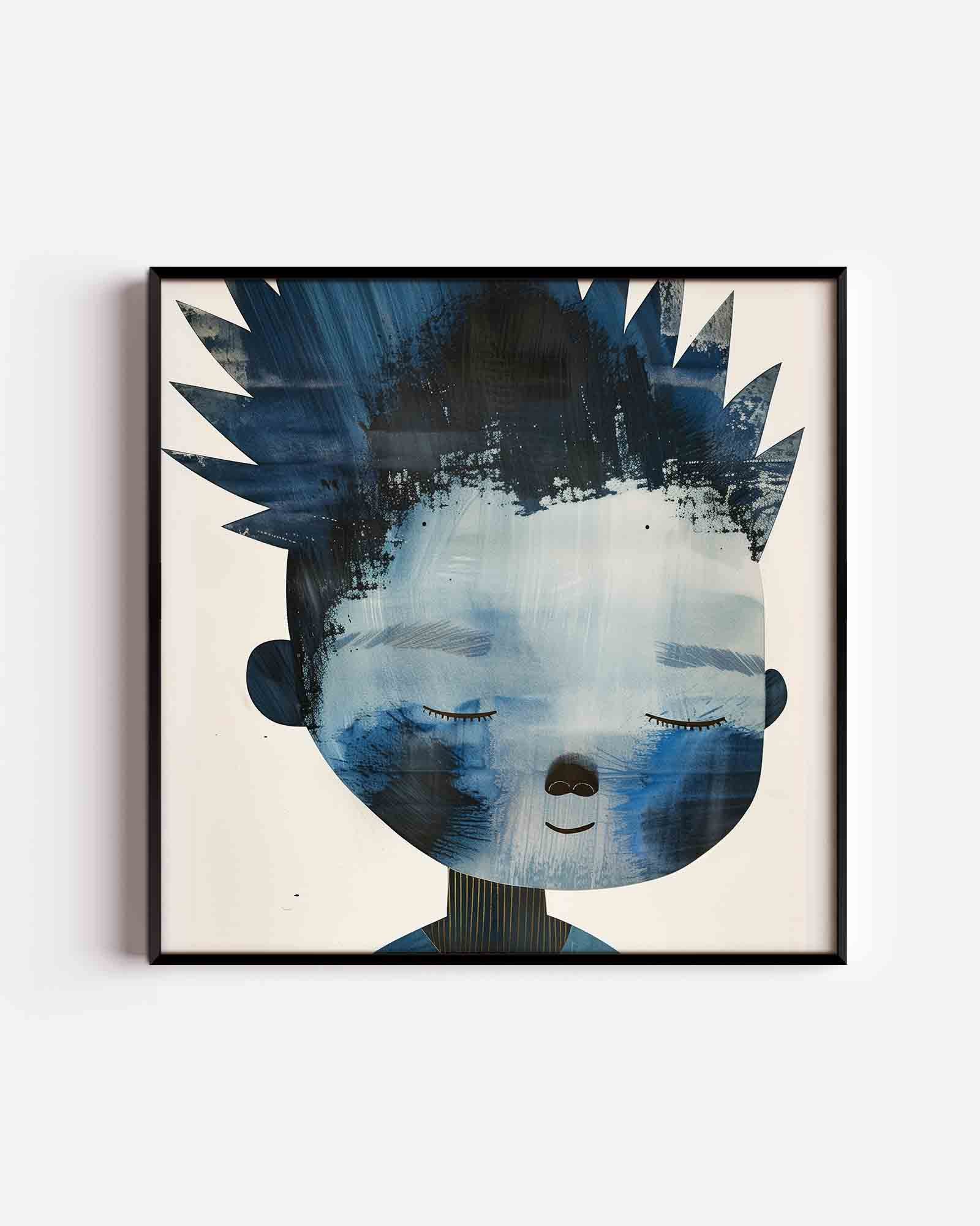 Blauw gezicht Poster