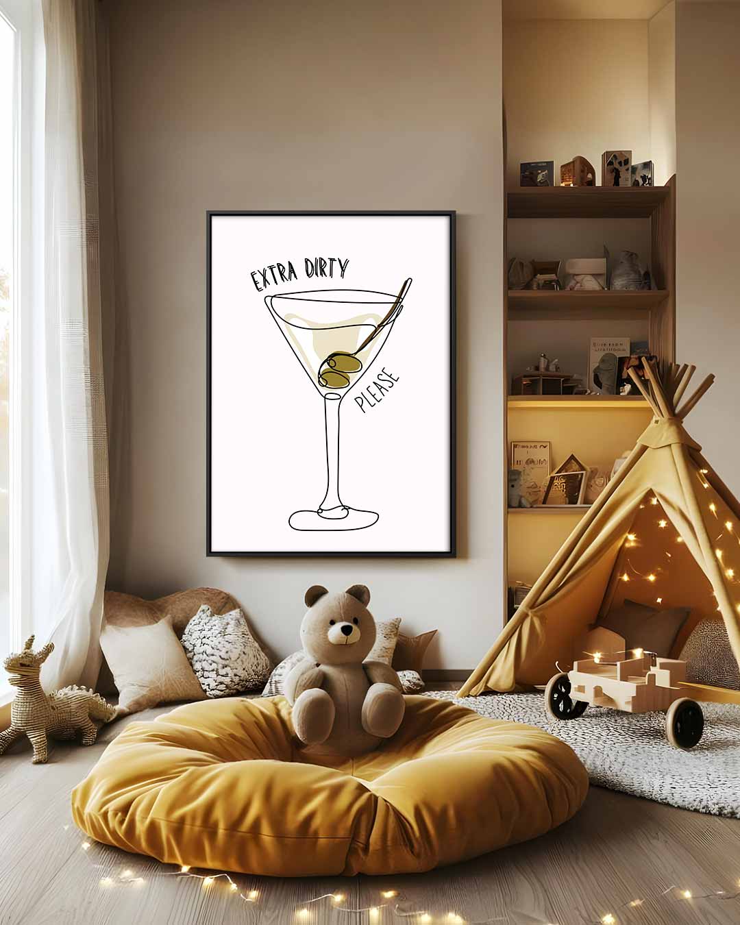 Extra Dirty Martini Illustratie Kunstwerk-canvas-dibond-plexiglas-wanddecoratie-WallArtistic