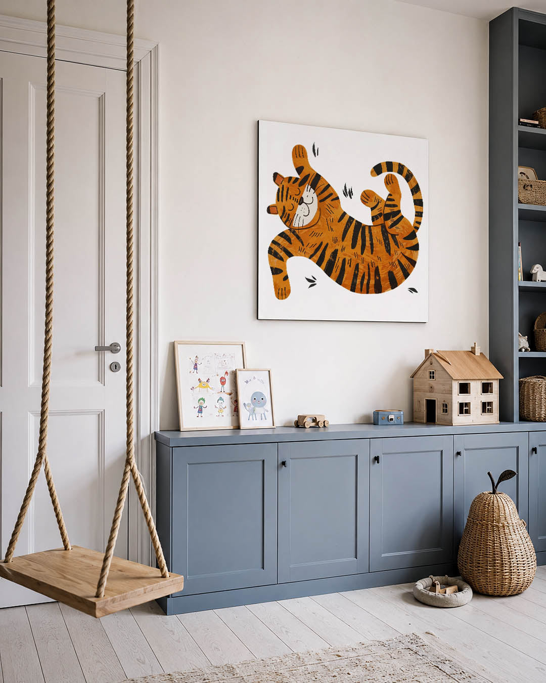 Speelse tijger illustratie Kunstwerk