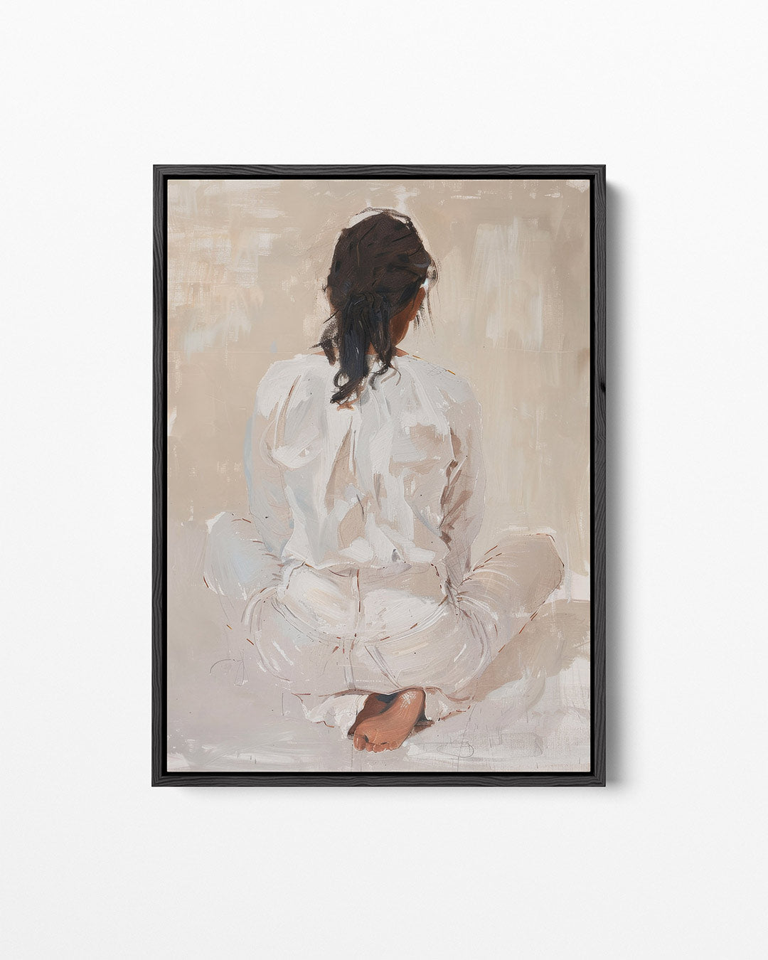 Zittende vrouw rugaanzicht Kunstwerk