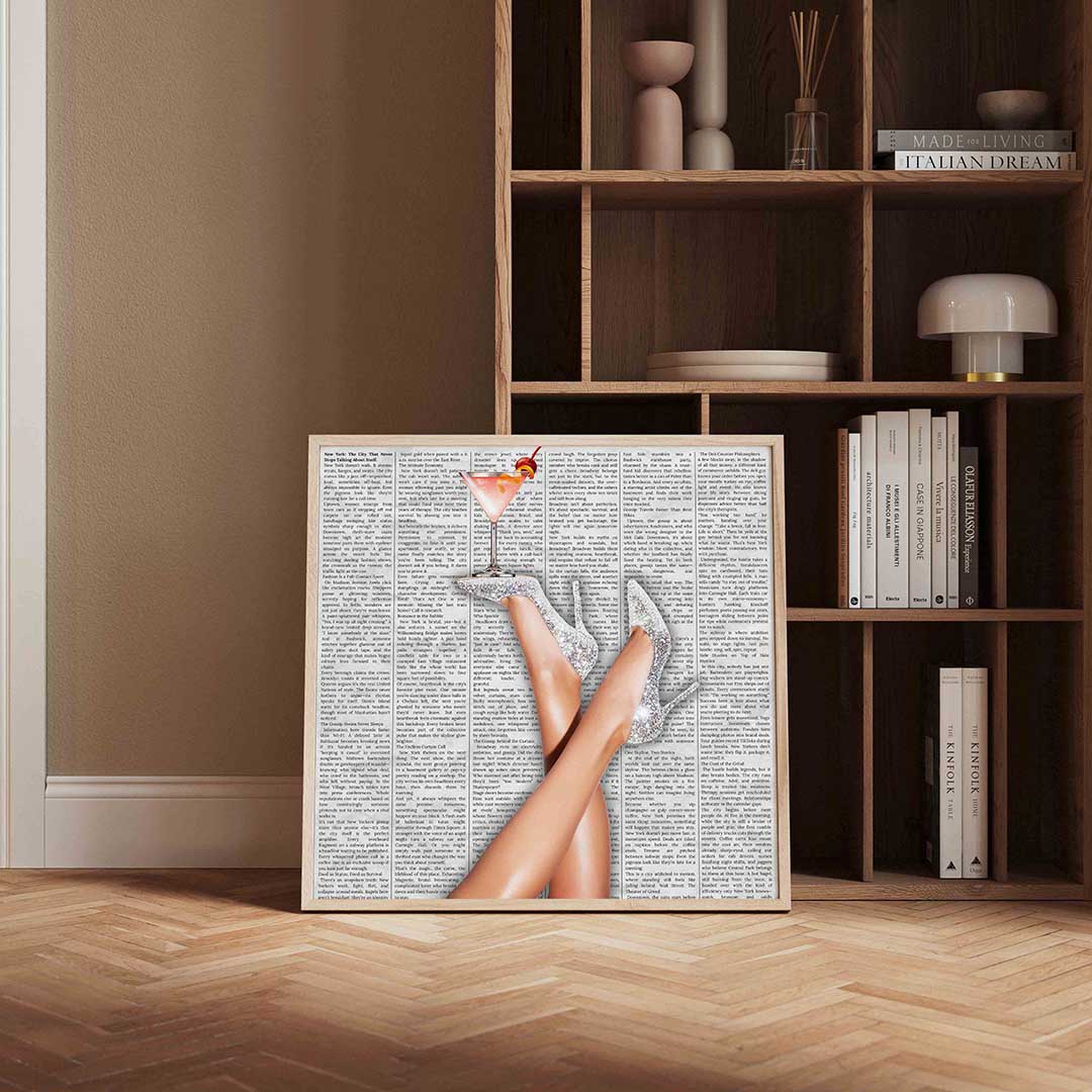 Glinsterende hakken en cocktail Poster