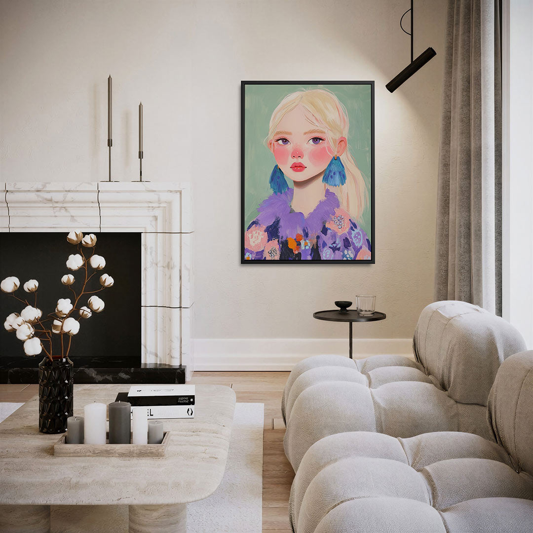 Portret met levendige kleuren Kunstwerk