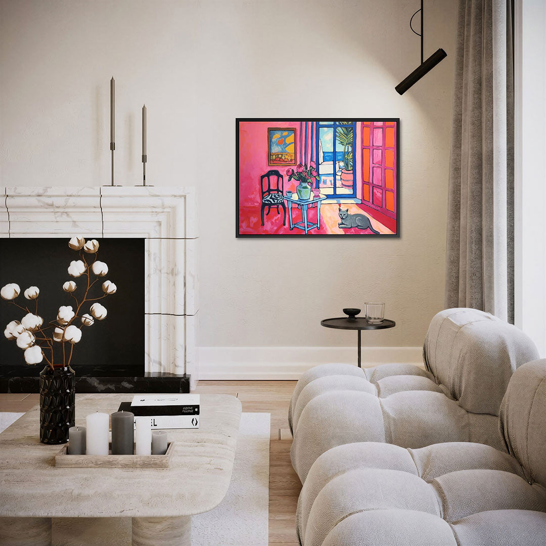 Interieur met kat Kunstwerk