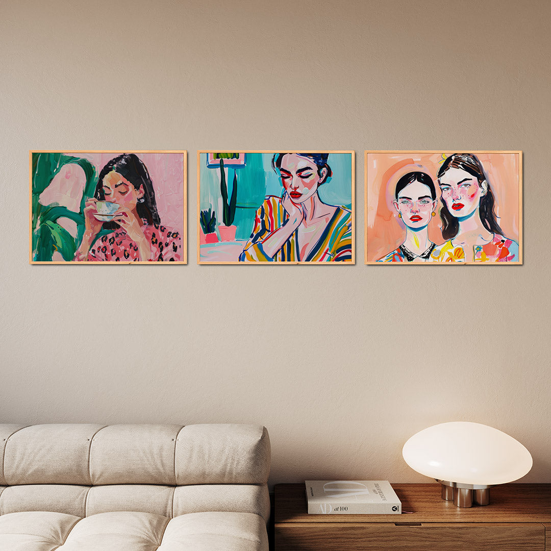 Kleurrijke penseelstreken Posterset