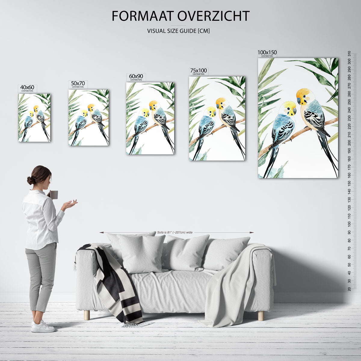 Vogels en bladeren Kunstwerk