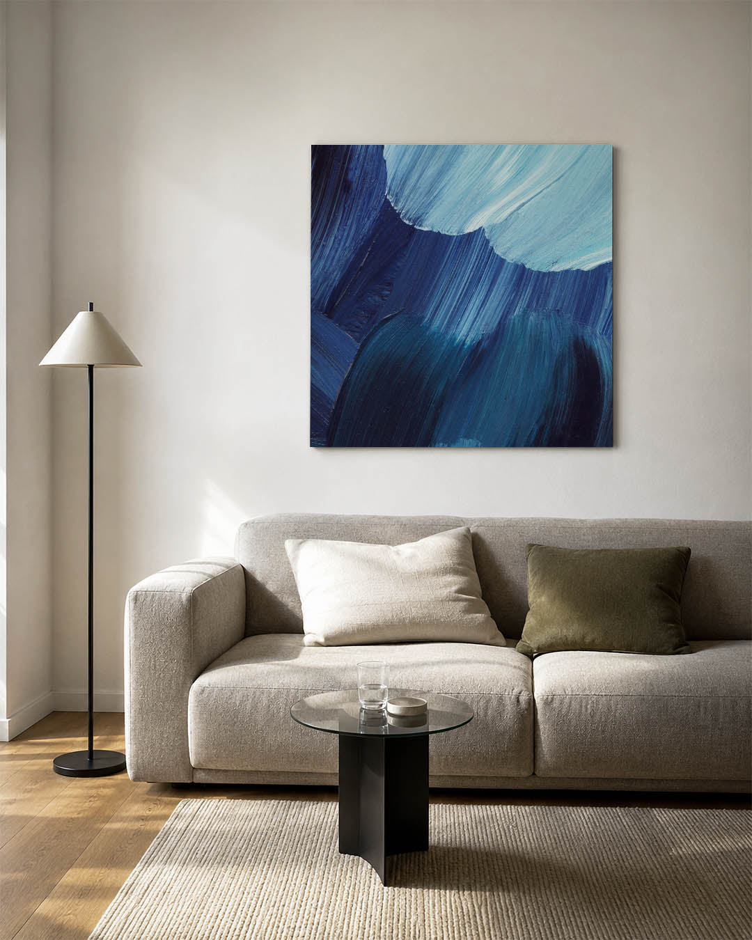 Dynamische blauwe beweging Kunstwerk