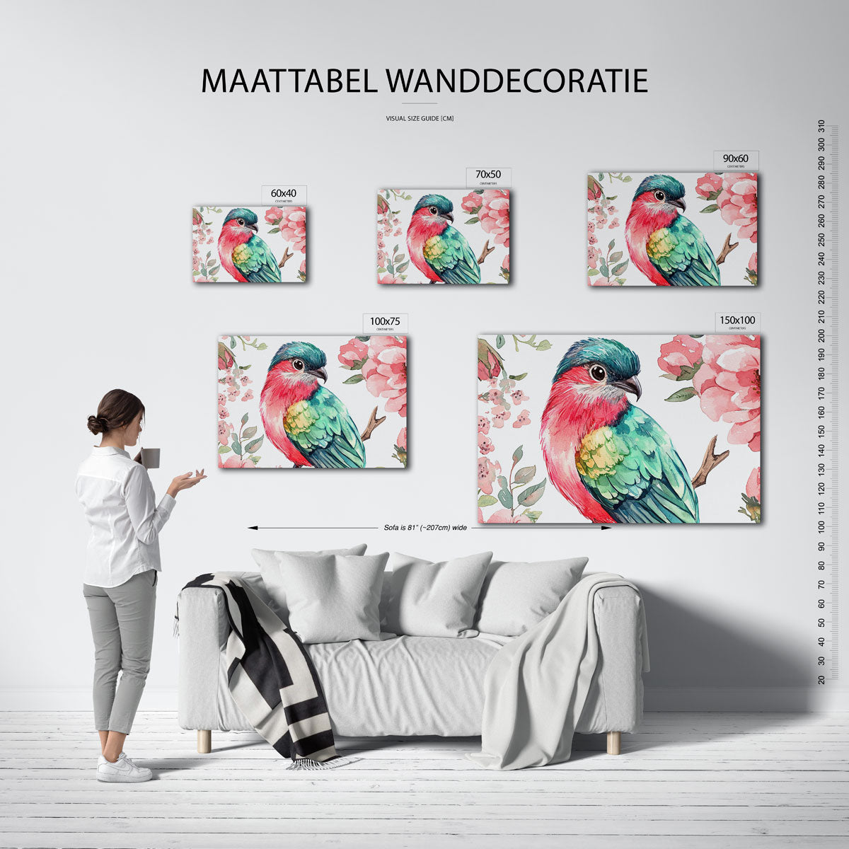 Vogels en bloemen Kunstwerk