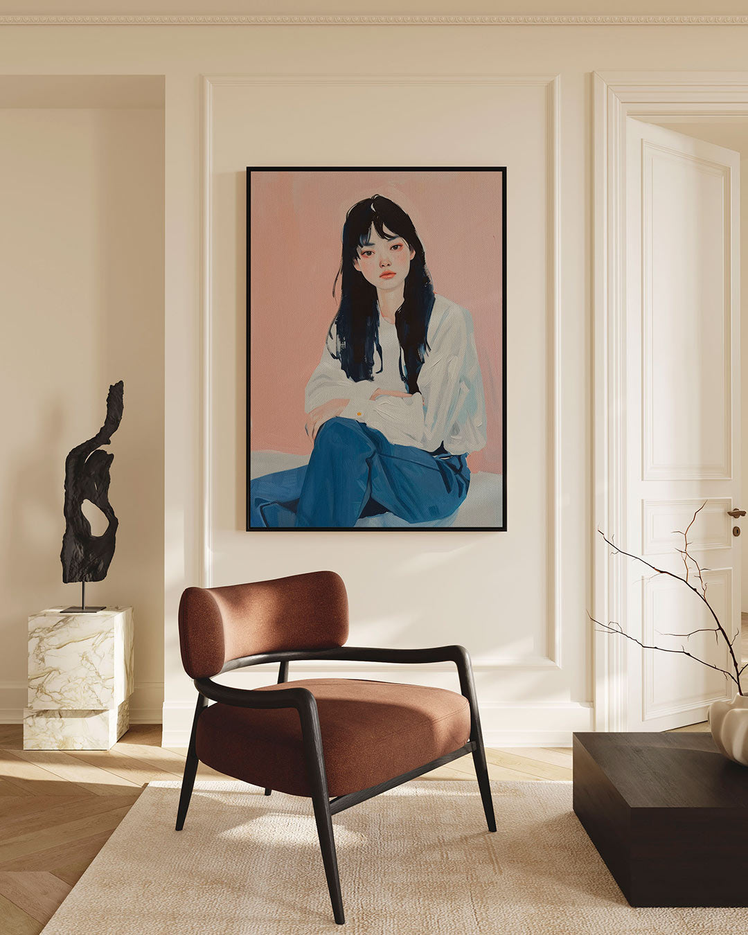 Portret in zachte tinten Kunstwerk