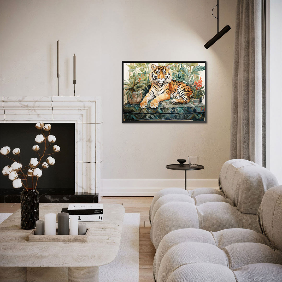 Tijger en bladeren Kunstwerk