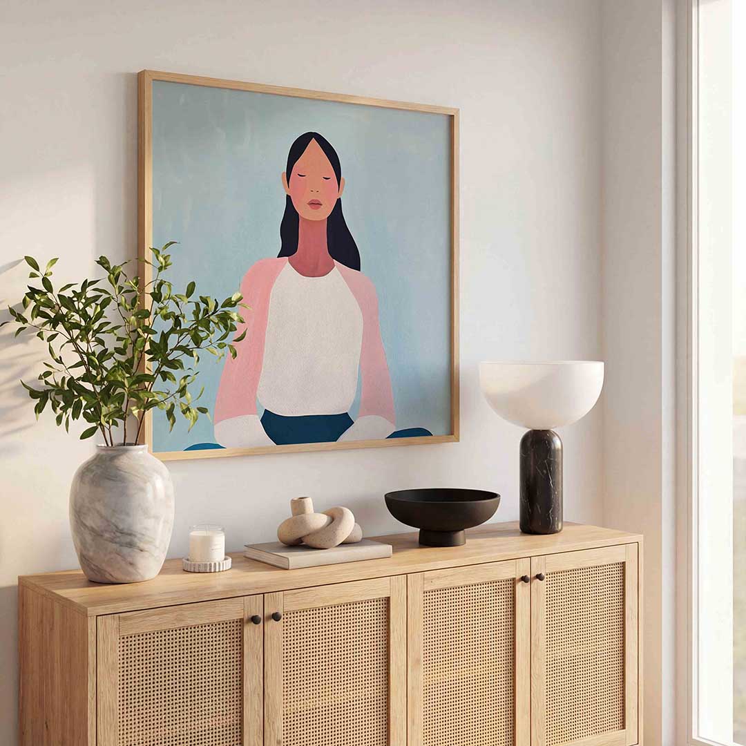 Mediterende vrouw Poster