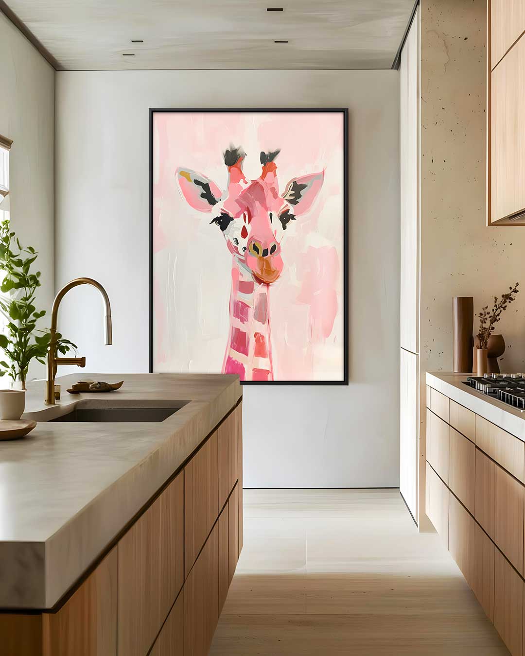 Kleurrijke Giraf Kunstwerk-canvas-dibond-plexiglas-wanddecoratie-WallArtistic