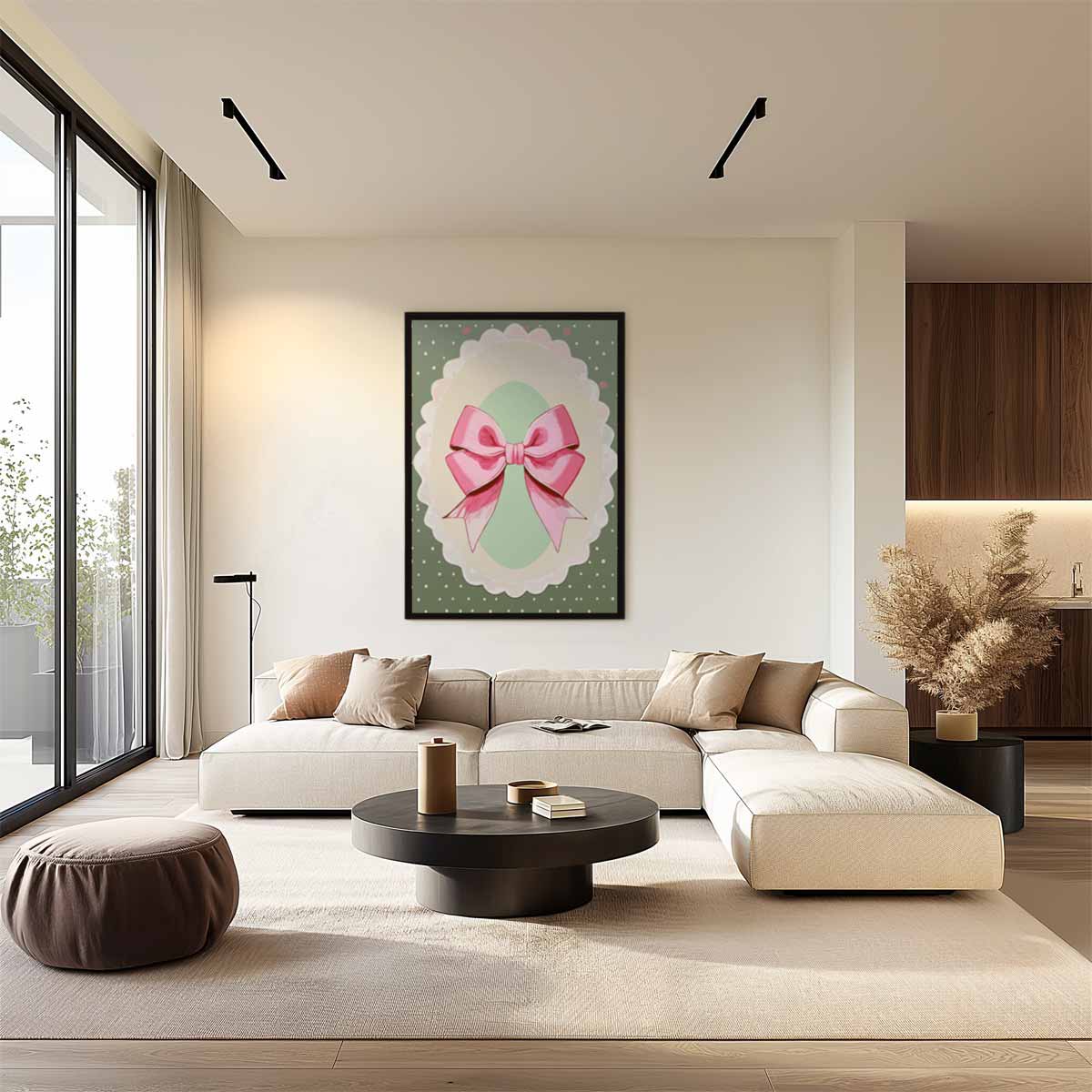 Charmante Roze Strik Illustratie Kunstwerk-canvas-dibond-plexiglas-wanddecoratie-WallArtistic