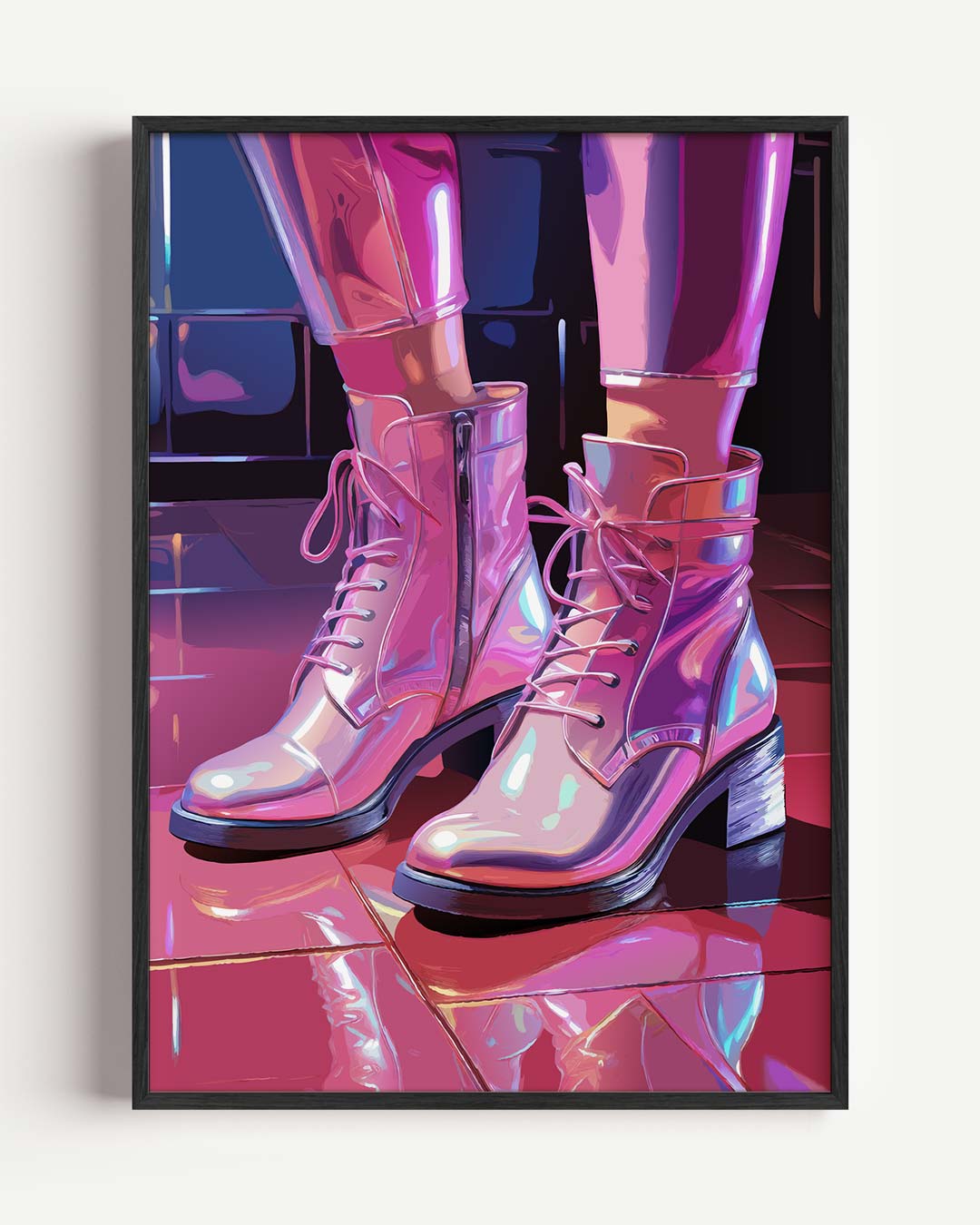 Trendy Roze Enkellaarzen Poster-WallArtistic