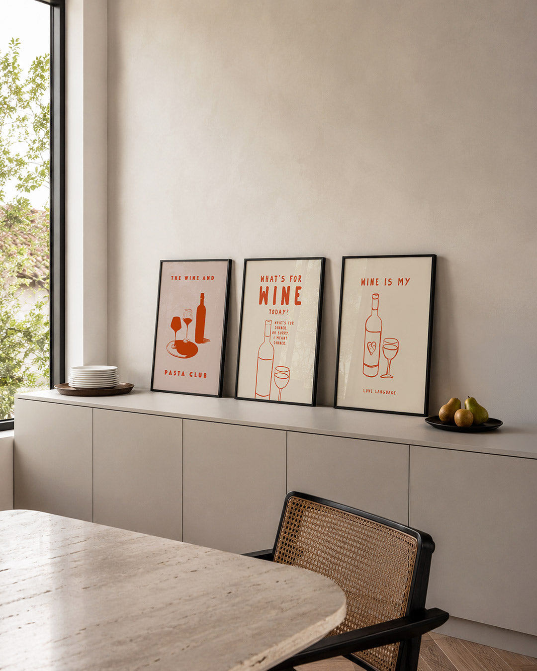Wijn en pasta Posterset