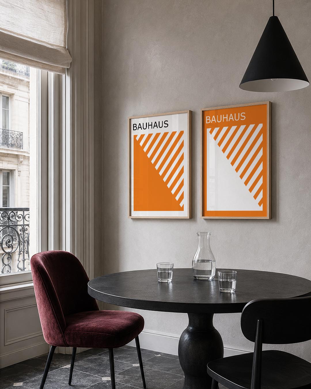 Oranje lijnenspel Posterset