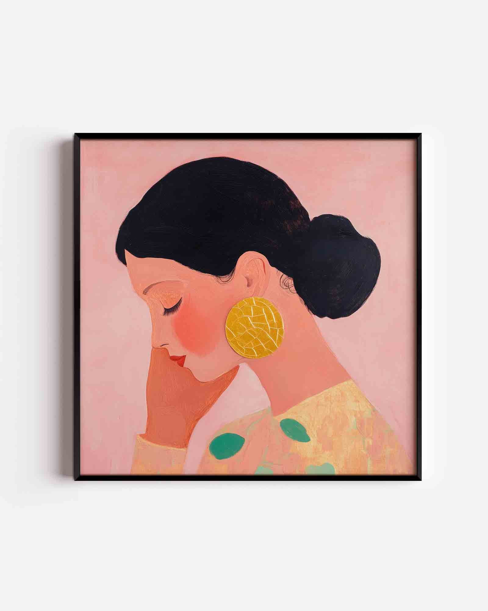 Vrouw met gouden oorbel Poster
