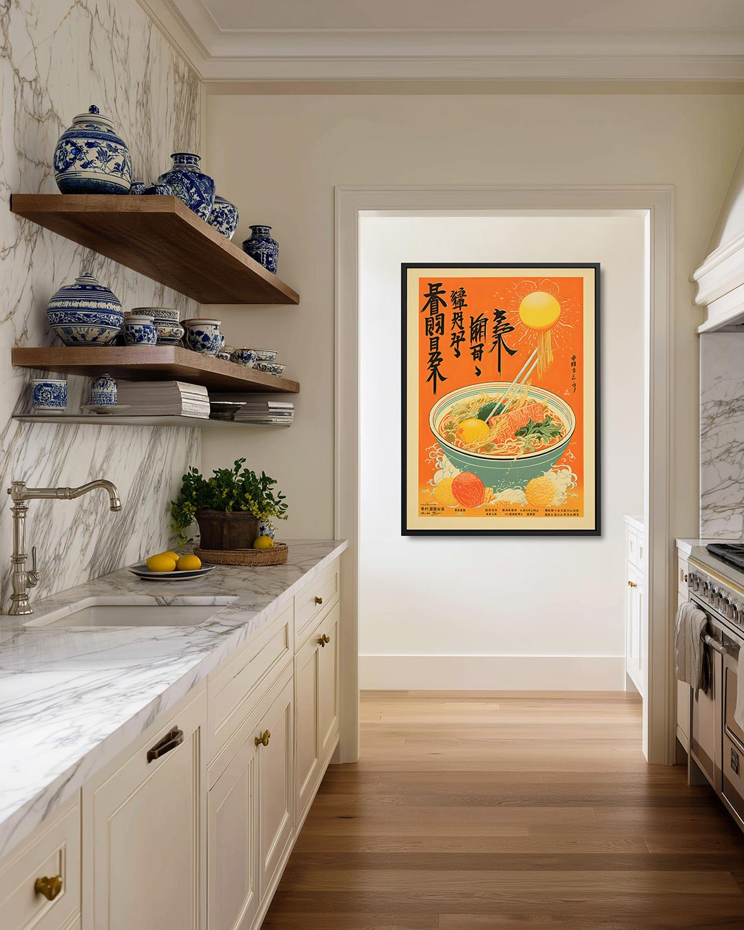 Kleurrijke noodle kom Kunstwerk