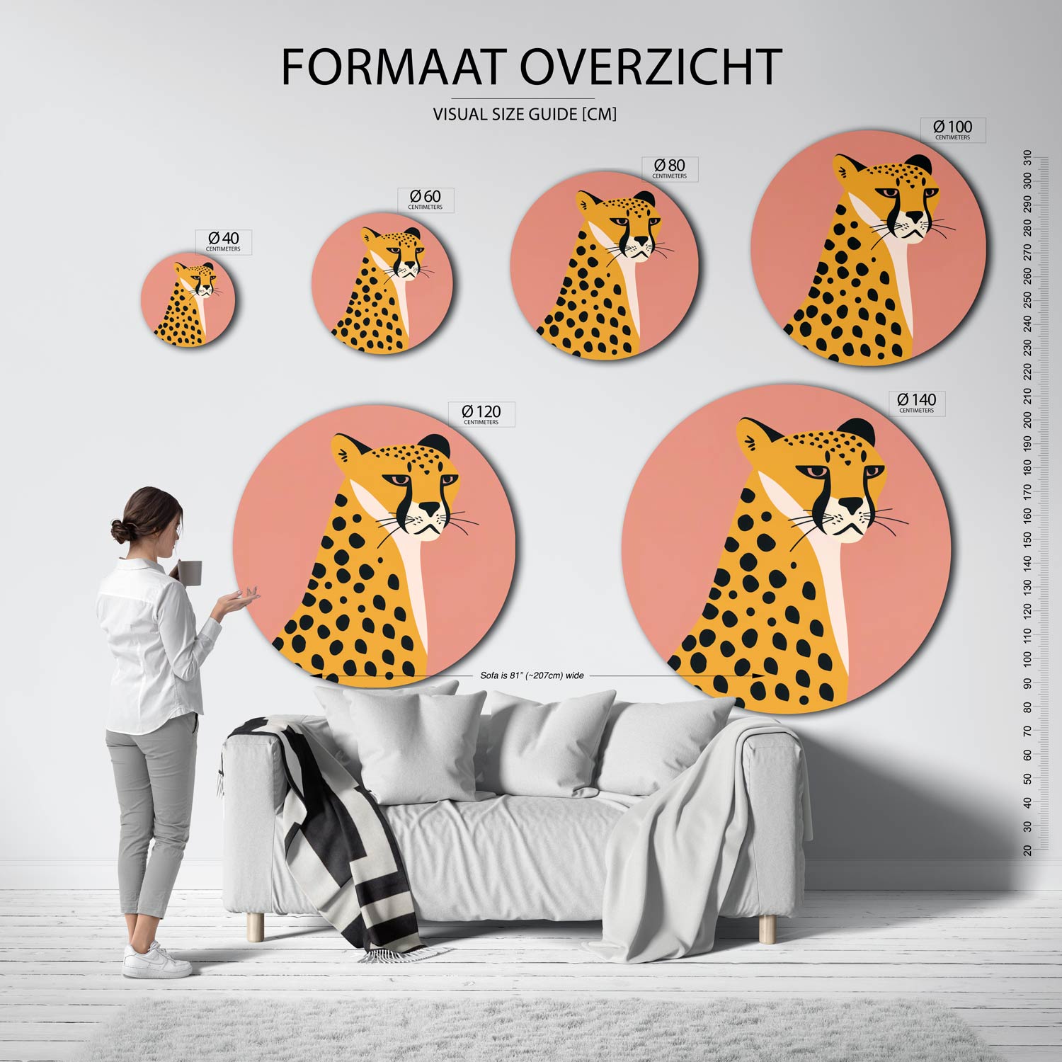 Luipaard op roze Muurcirkel