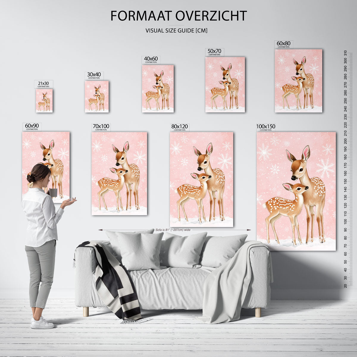 Herten op roze achtergrond Poster