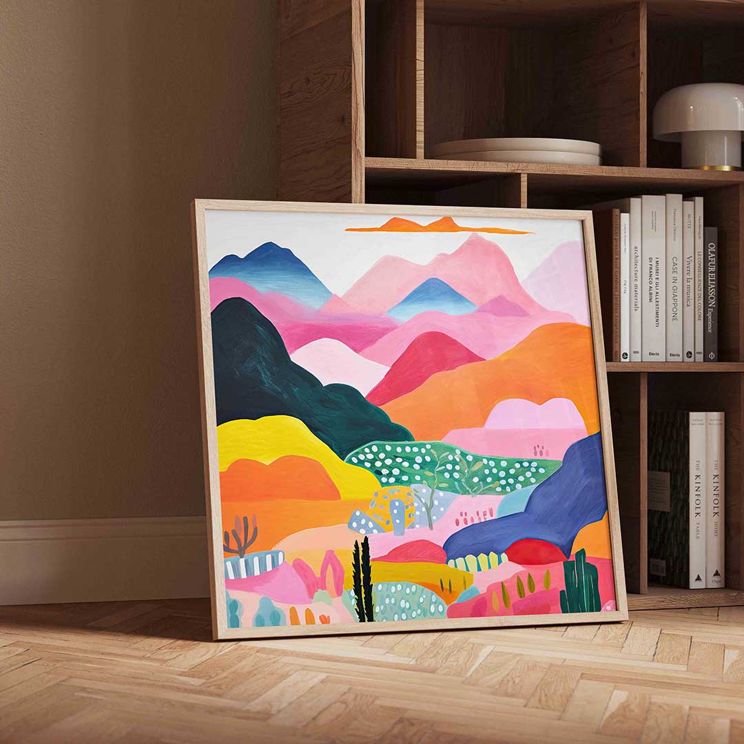 Berglandschap in felle kleuren Poster