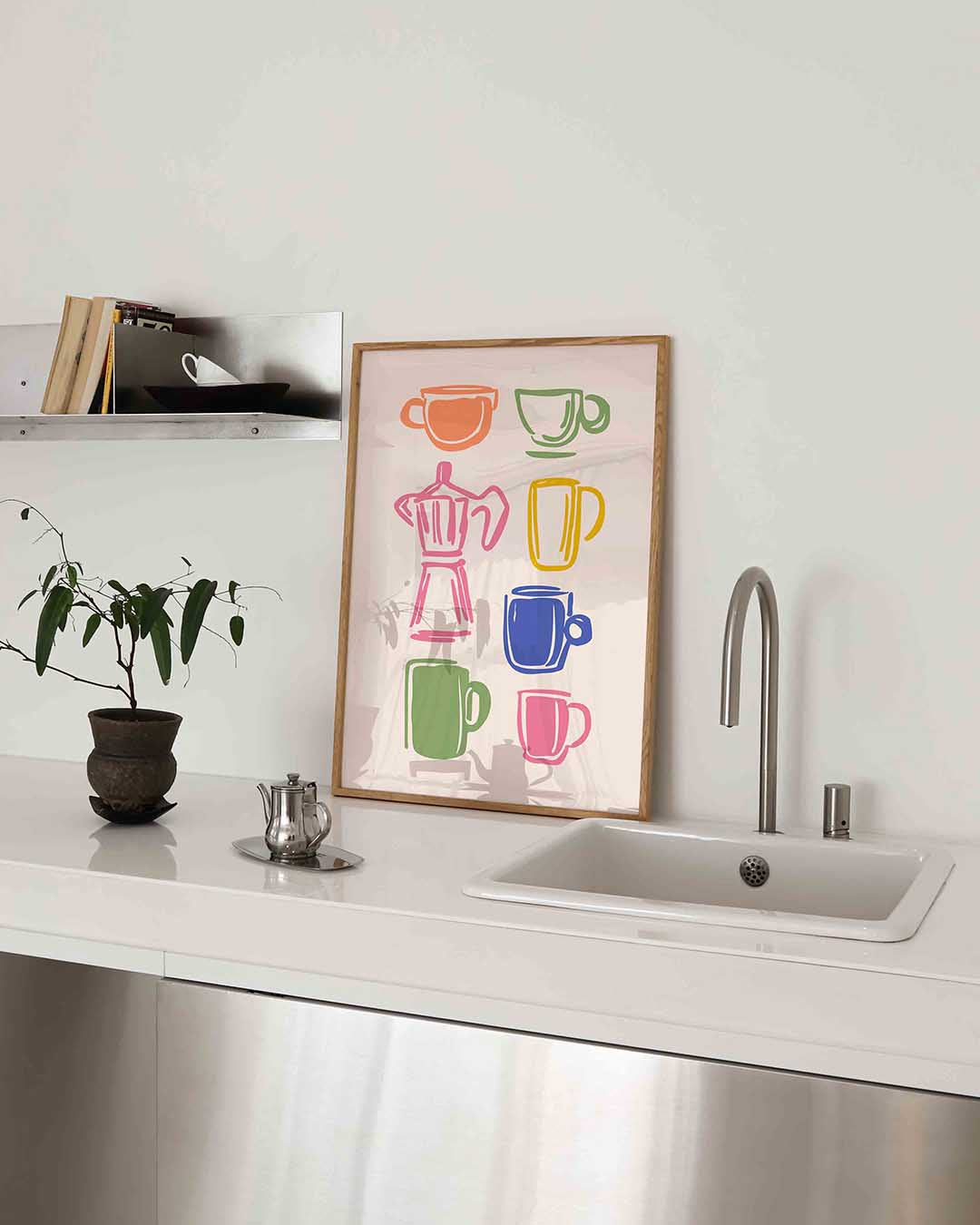 Gekleurde koffiekopjes Poster