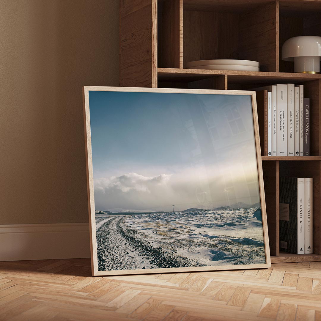 Winterlandschap met weg Poster