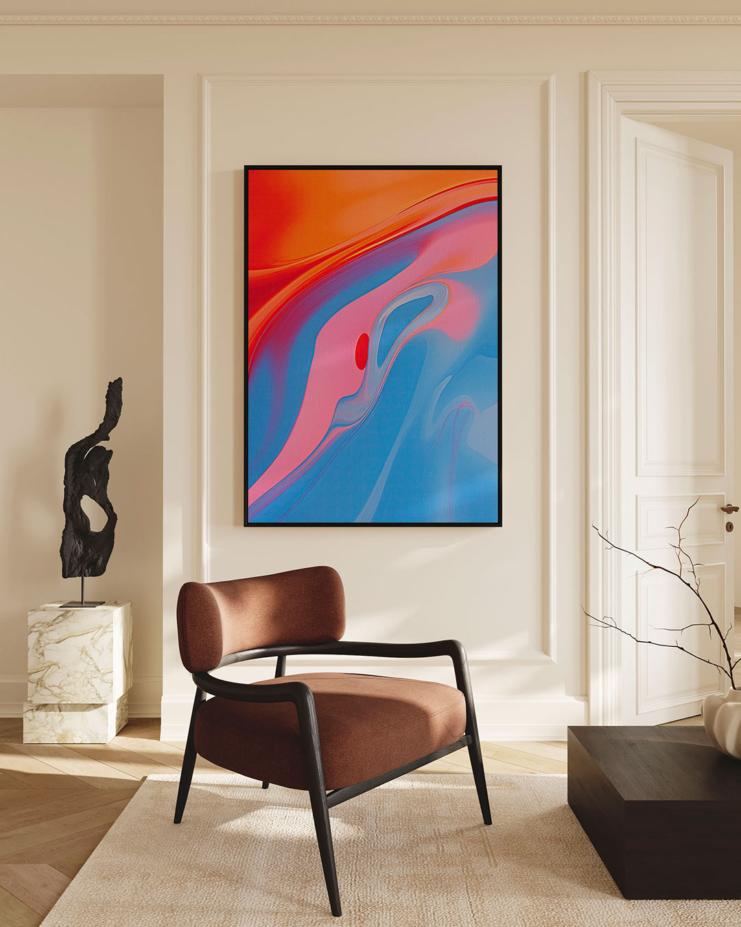 Vloeiende kleurencompositie Kunstwerk