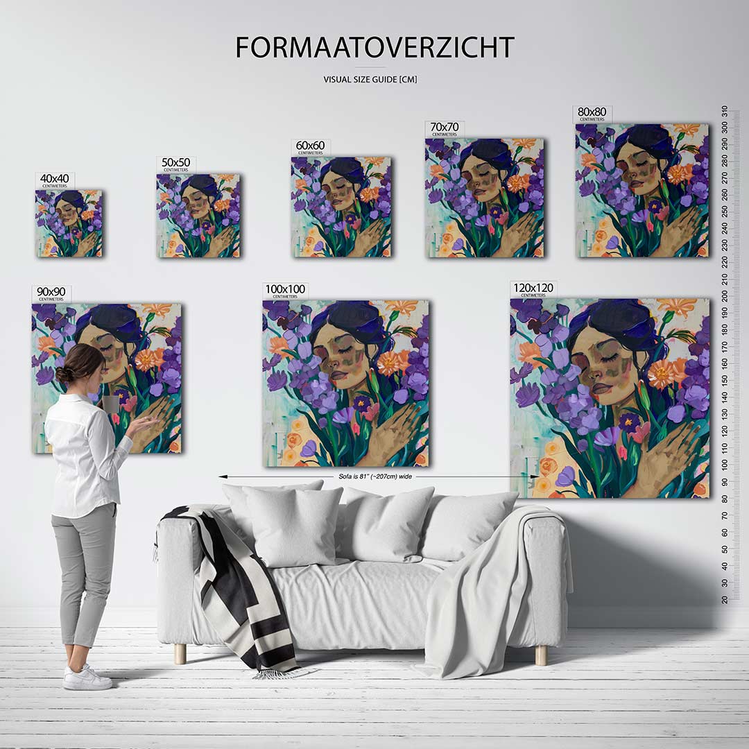 Dromerige bloemenportret Kunstwerk