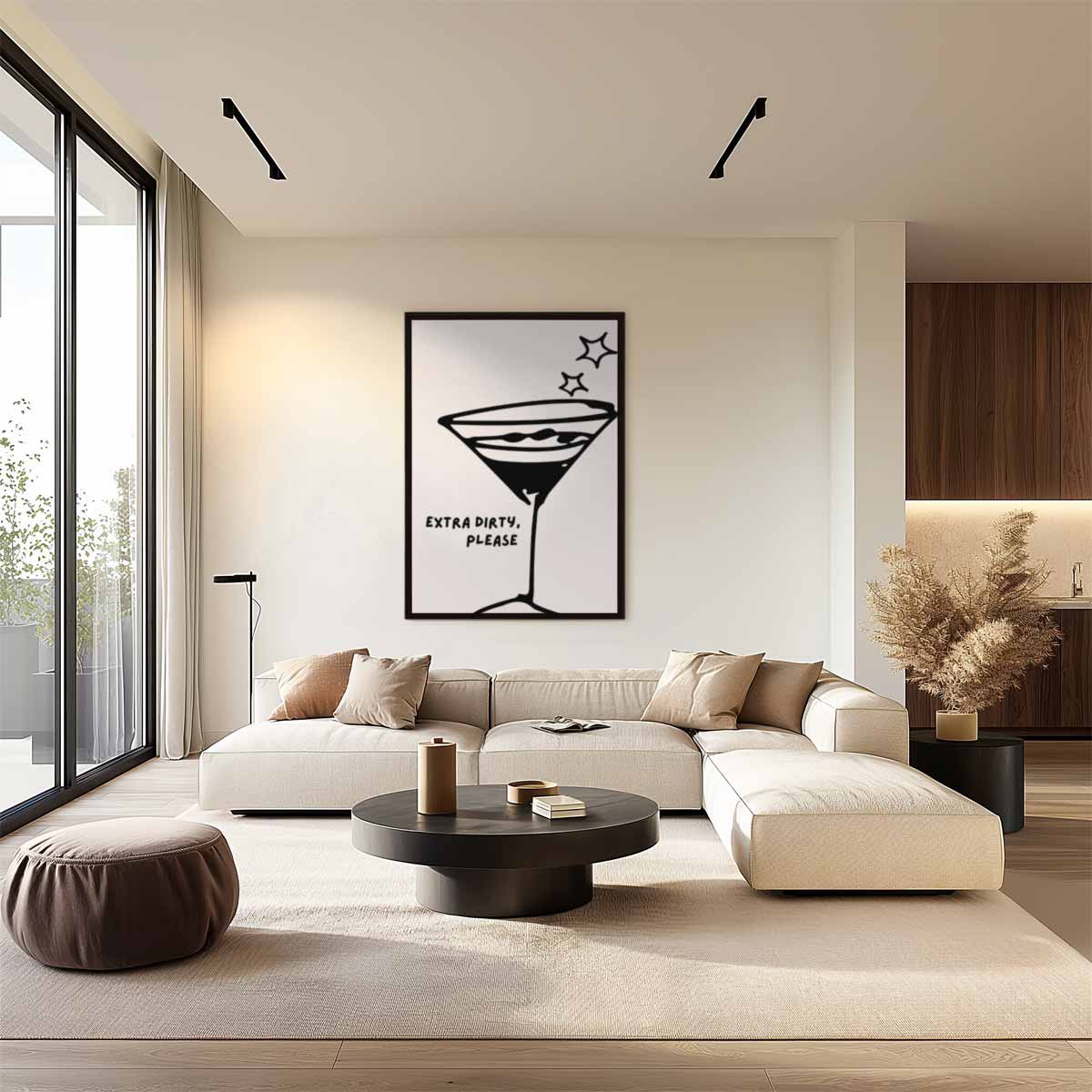 Stijlvolle Martini Illustratie Kunstwerk-canvas-dibond-plexiglas-wanddecoratie-WallArtistic