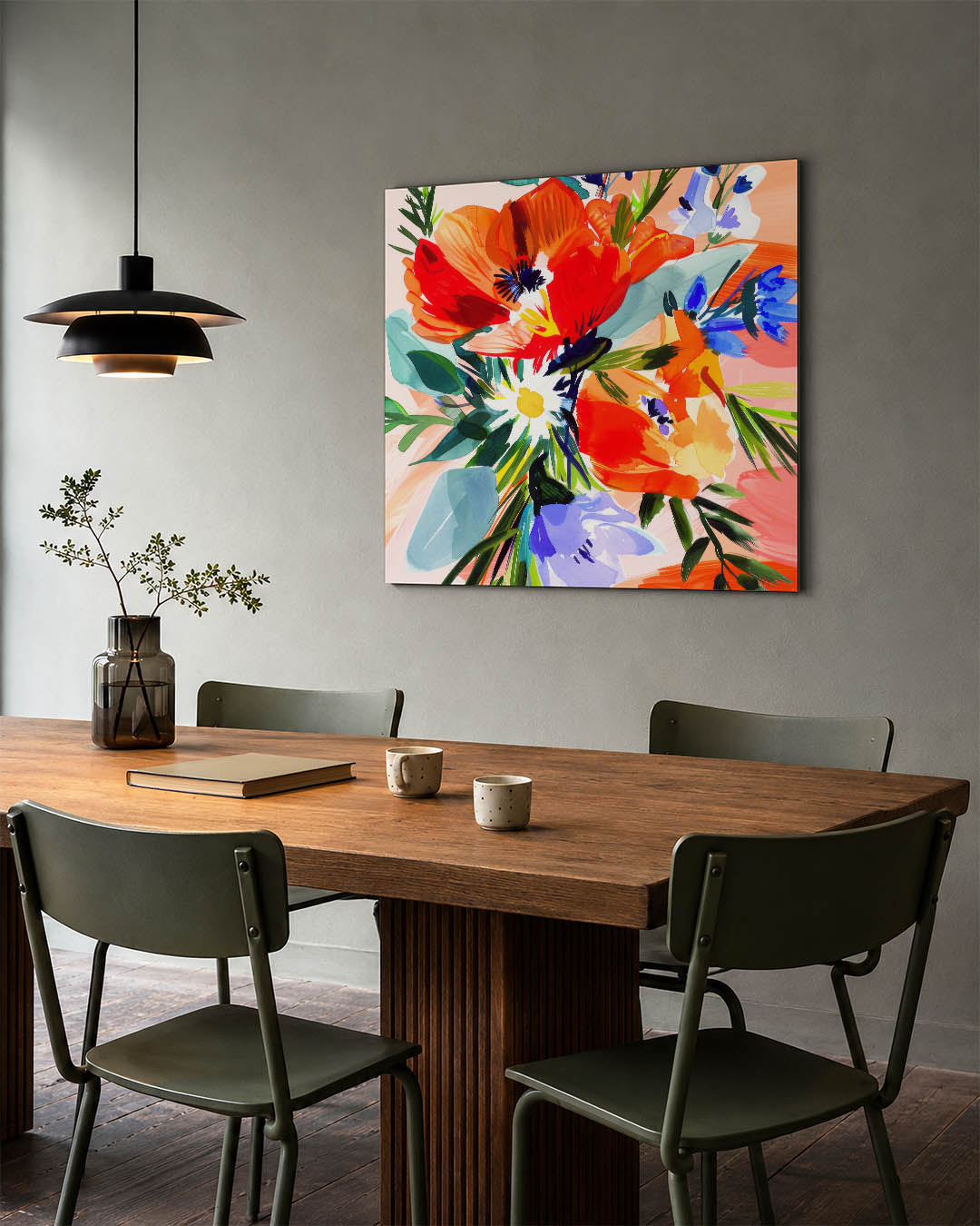 Kleurrijke bloemencompositie Kunstwerk