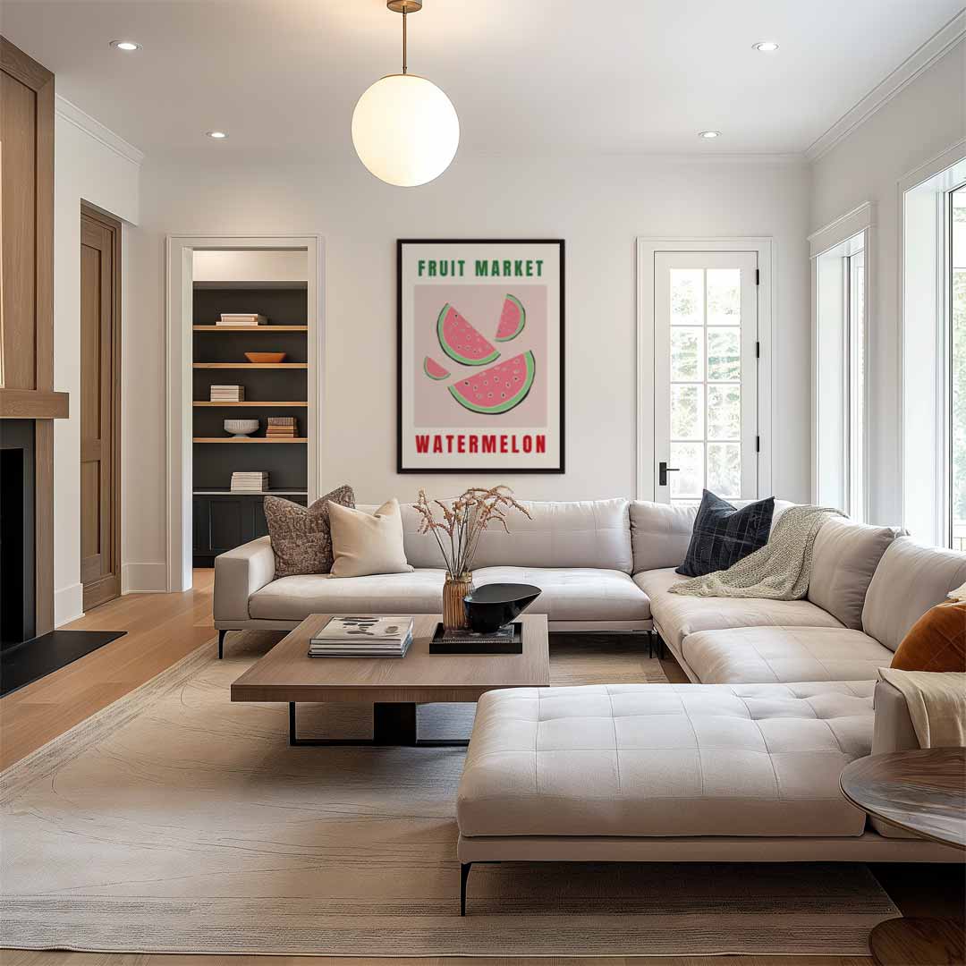 Zomerse Watermeloen Illustratie Kunstwerk-canvas-dibond-plexiglas-wanddecoratie-WallArtistic