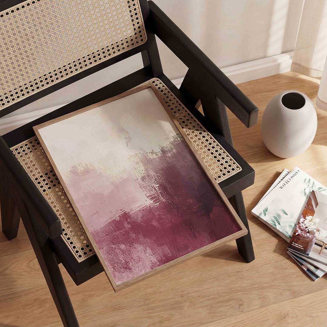 Abstracte roze en witte Poster