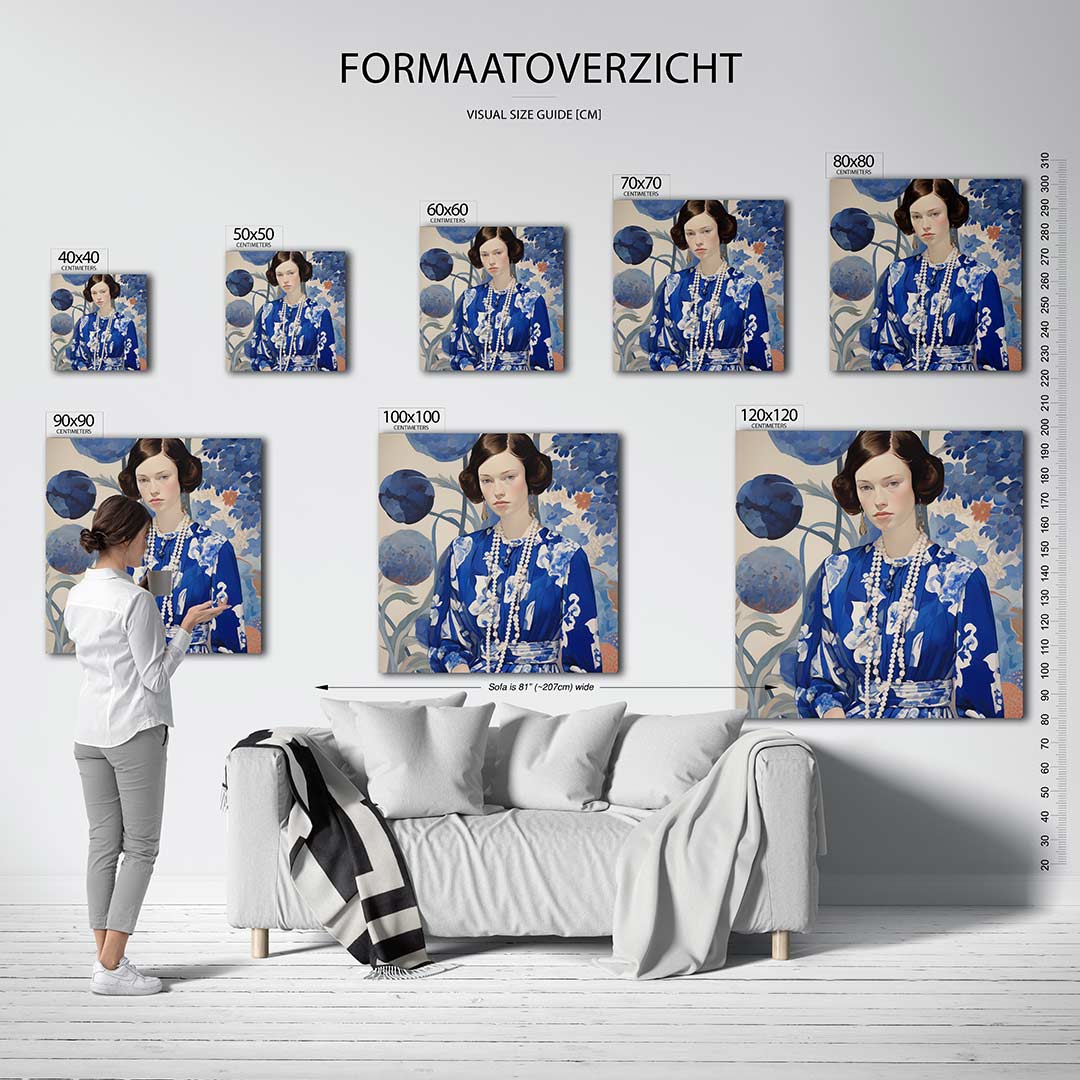 Vrouwelijk portret met bloemen Kunstwerk