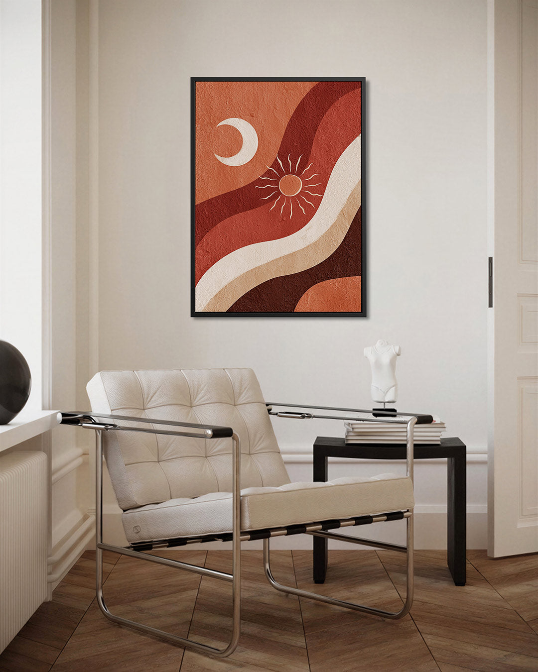 Golvende zon en maan Kunstwerk