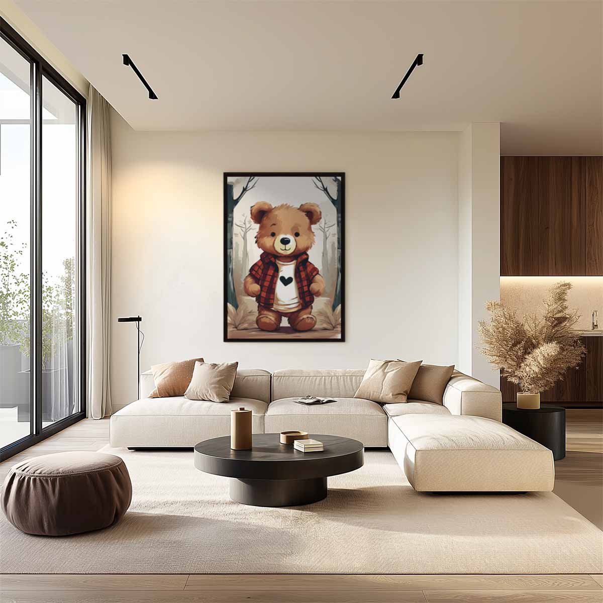 Knuffelbeer in het Bos Kunstwerk-canvas-dibond-plexiglas-wanddecoratie-WallArtistic
