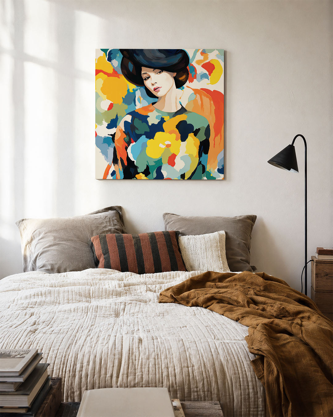Vrouwelijk portret kleurenexplosie Kunstwerk