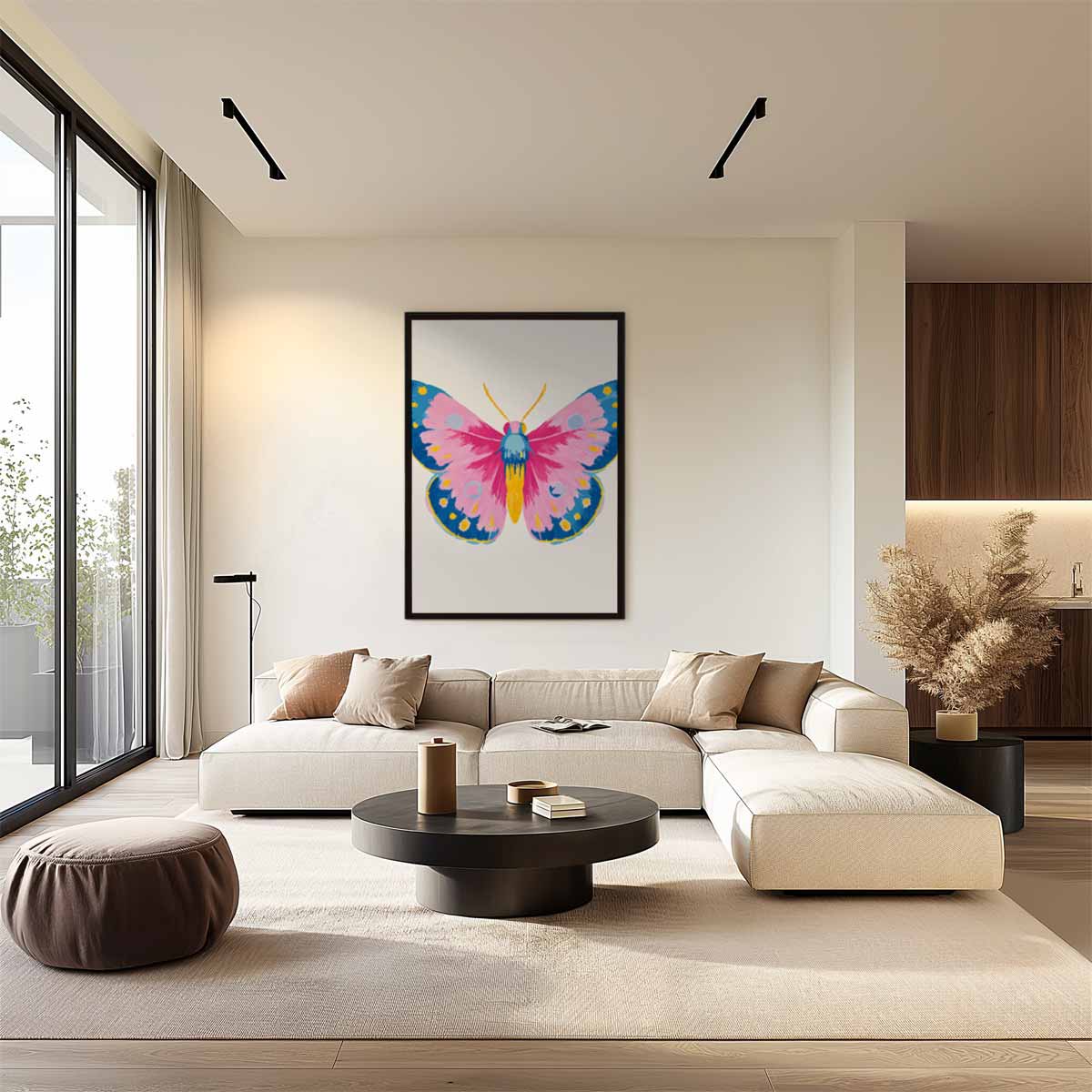 Kleurrijke Vlinderexpressie Kunstwerk-canvas-dibond-plexiglas-wanddecoratie-WallArtistic