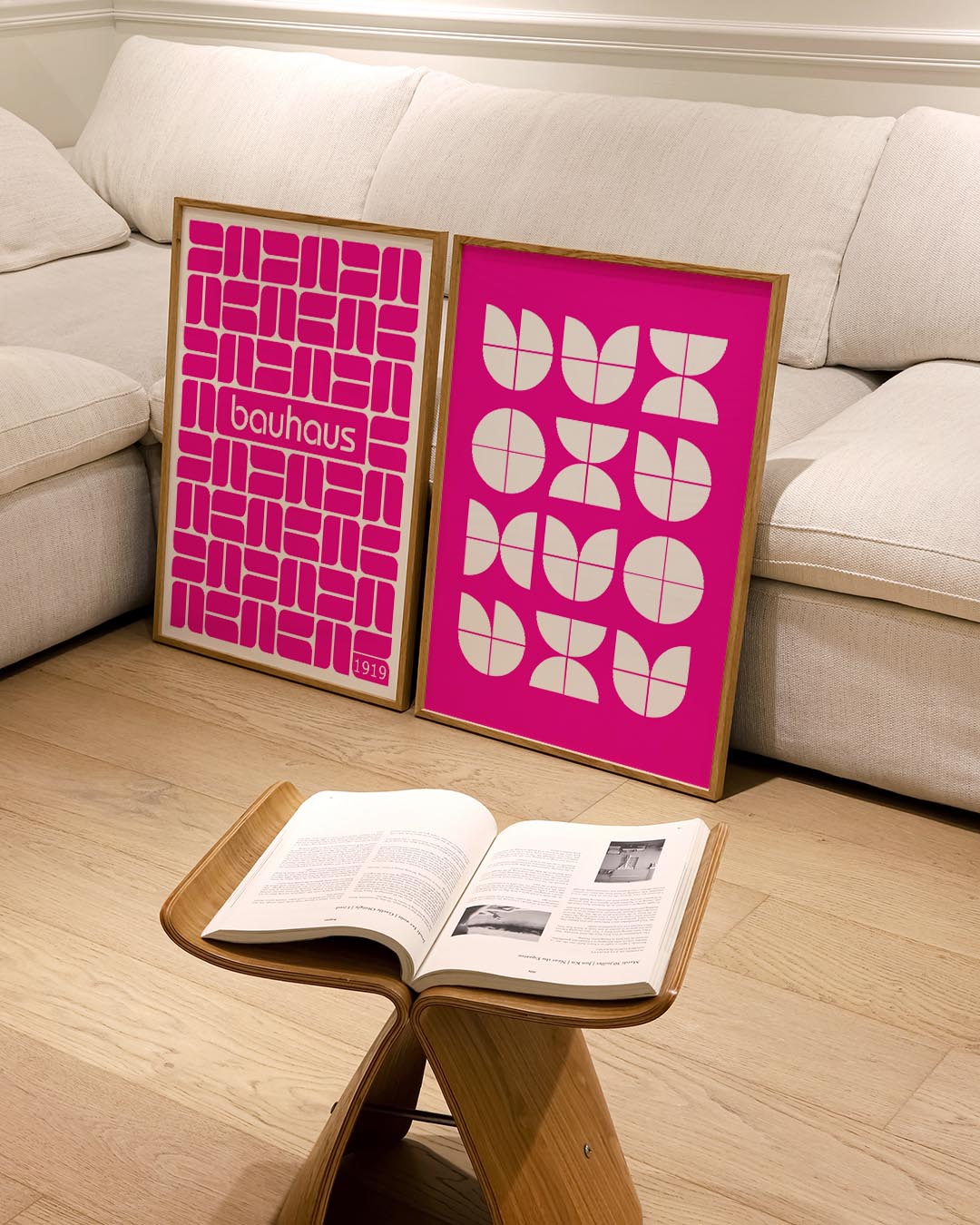 Vormenspel in roze Posterset