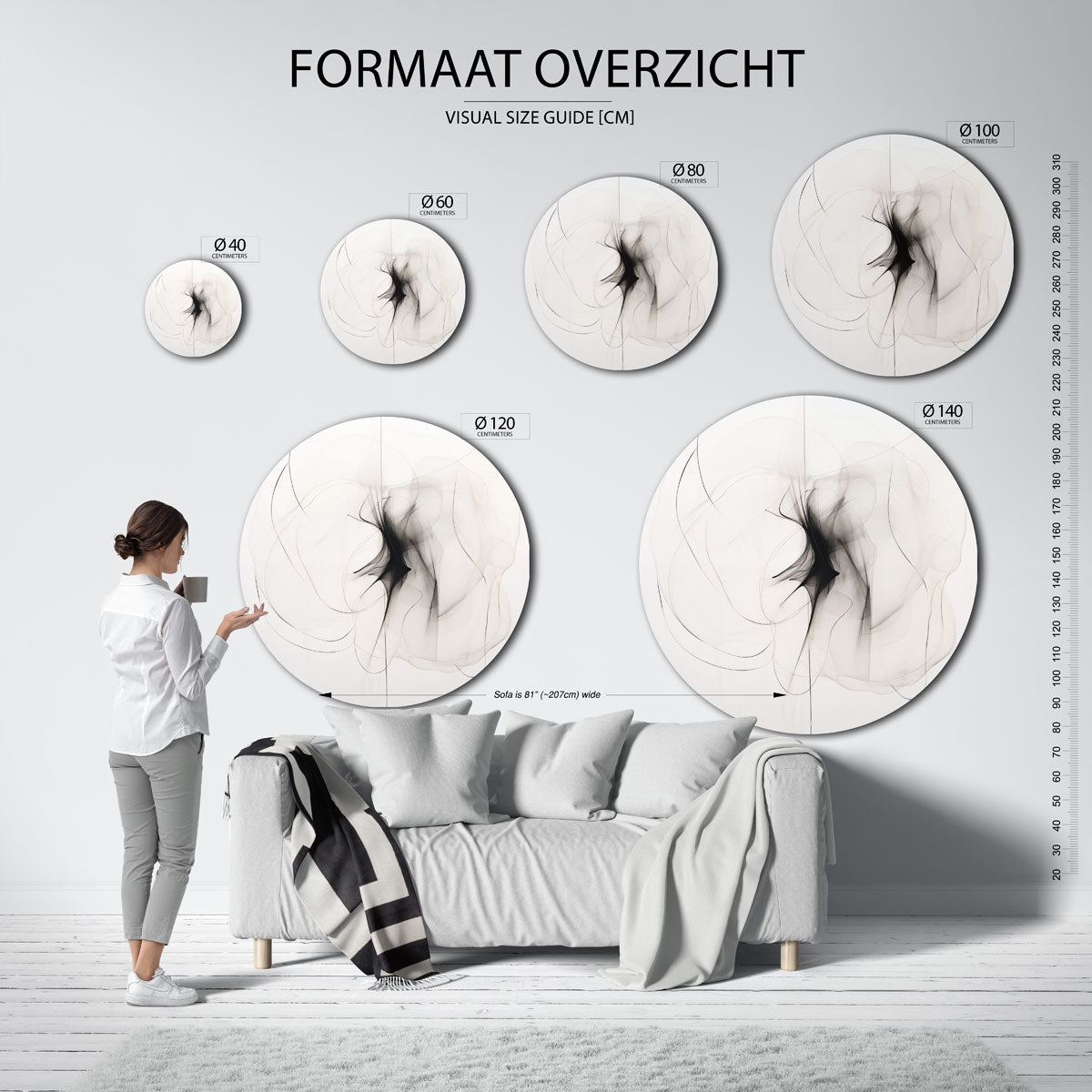 Abstracte lijnen Muurcirkel
