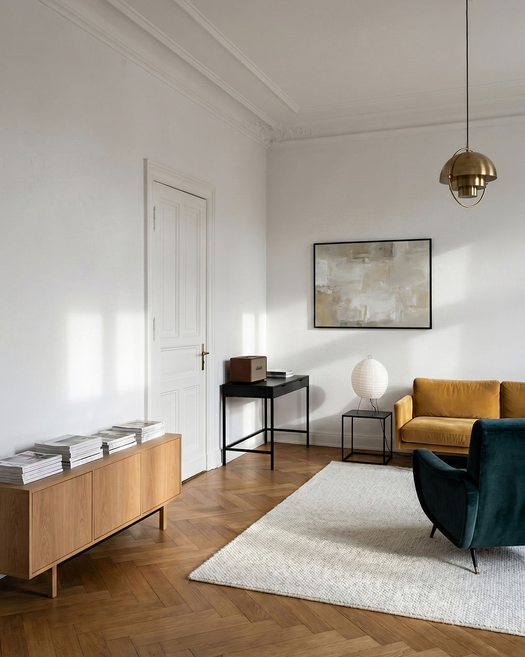 Abstracte beige en grijze Poster