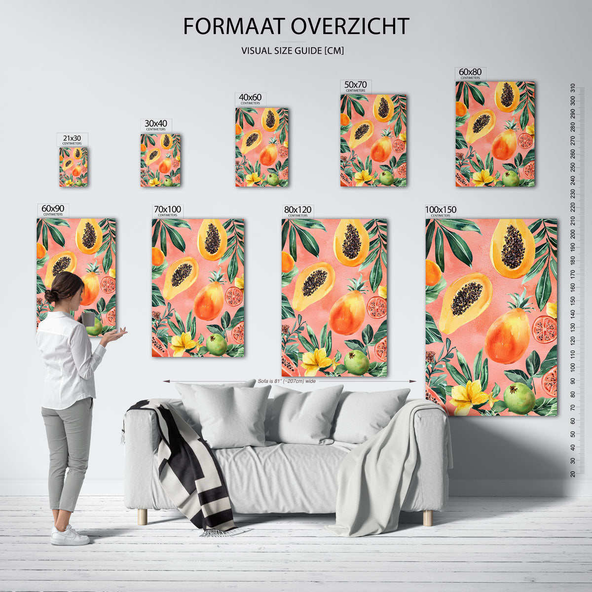 Papaya en bladeren Poster